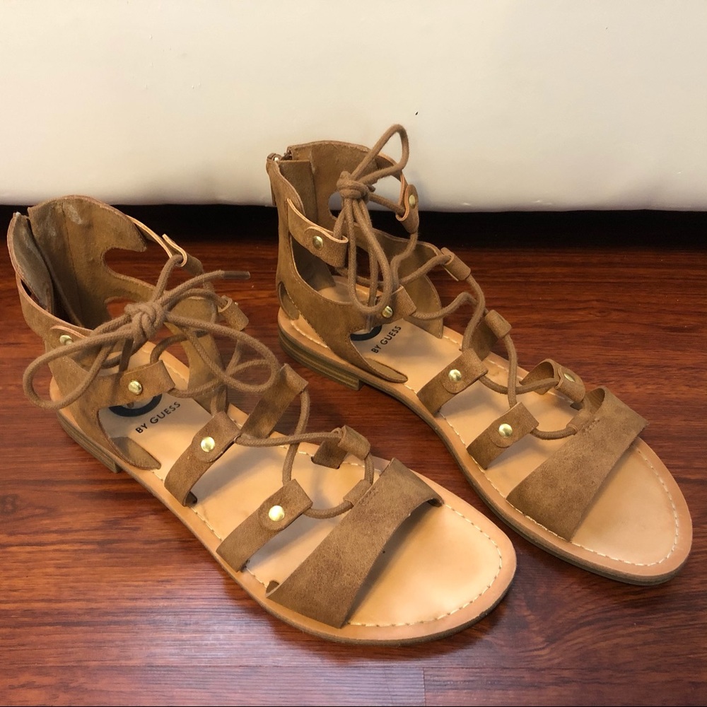 G by Guess Lace-Up Suede Sandals